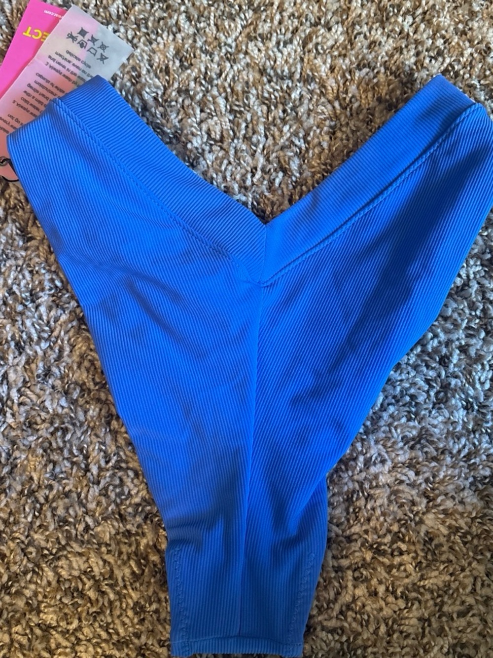 OneOne Blue Ribbed Triangle Bikini Set - Picture 2 of 3